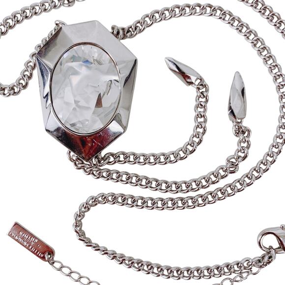 Atelier Swarovski Jean Paul Gaultier Crystal Pendant Necklace Silver Tone Modern - Picture 1 of 15